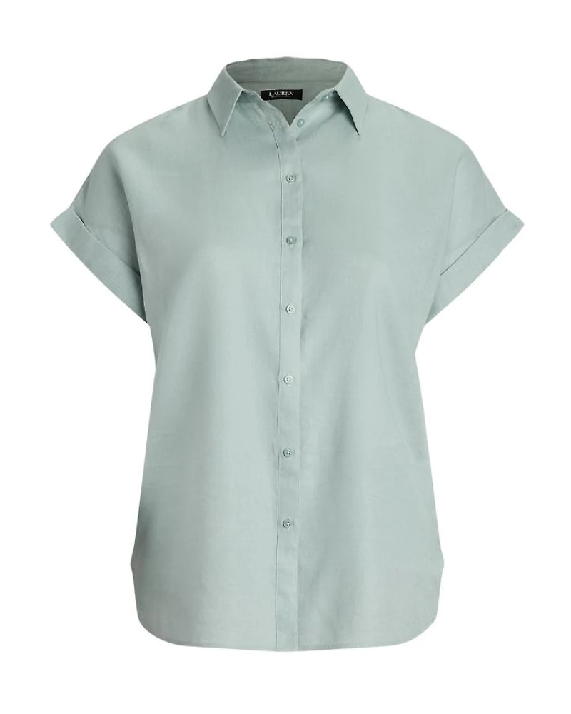 Plus Short Sleeve Button Up Shirt