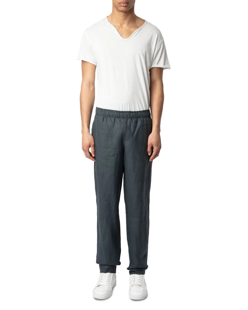 Regular Fit Pull On Linen Pants