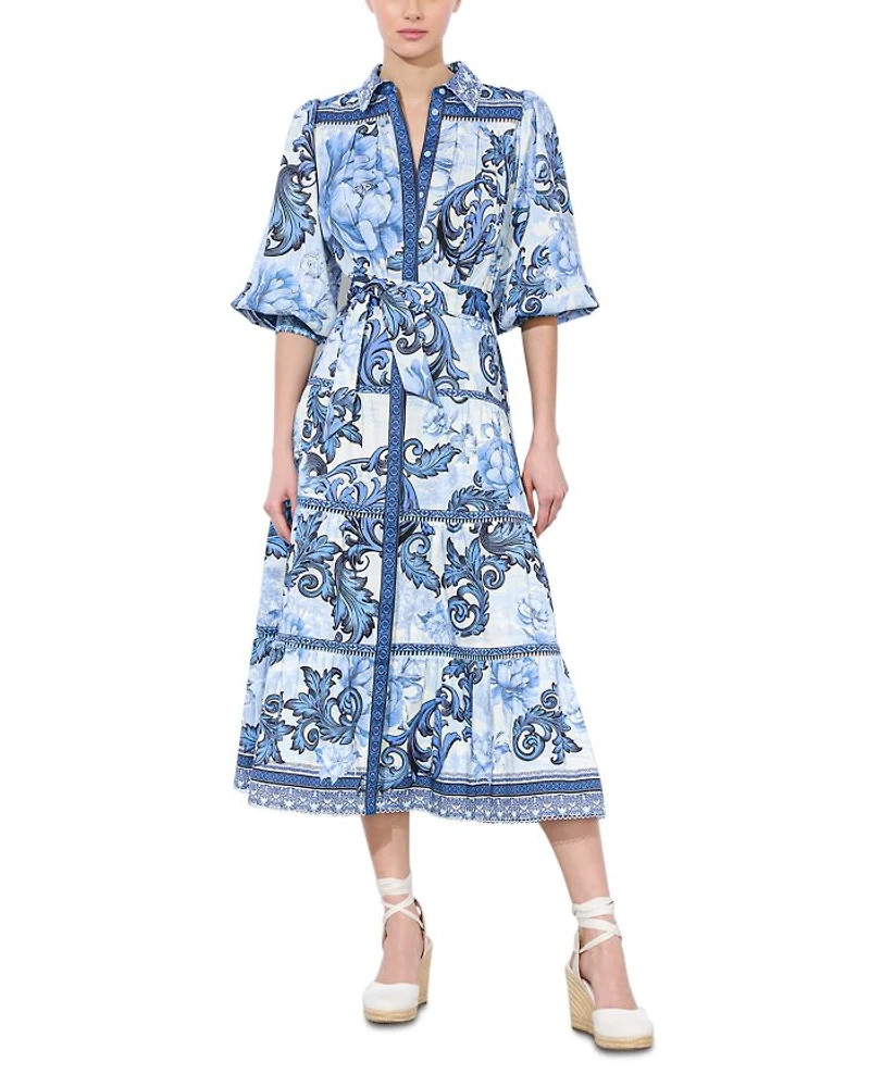 Geneva Printed Tiered Blouson Sleeve Dress