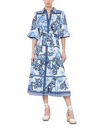 Geneva Printed Tiered Blouson Sleeve Dress