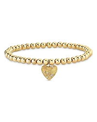 Sydney Evan 14K Yellow Gold Diamond Heart Charm Beaded Stretch Bracelet