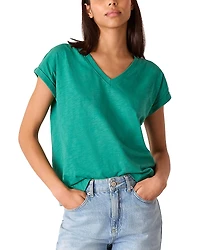 Whistles Willa V Neck Cap Sleeved Tee