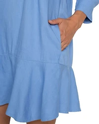 Ruffle Hem Shirt Dress