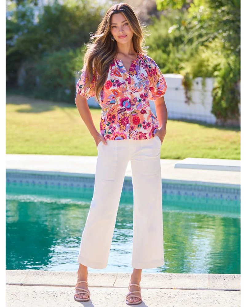 Short Sleeve Button Up Top