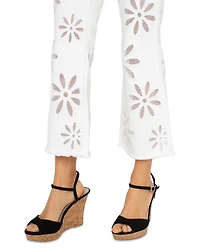 Hannah High Rise Crop Flare Jeans White Daisy