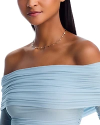 14K Yellow Gold Prong Diamonds Linked Bar Collar Necklace, 15-17"