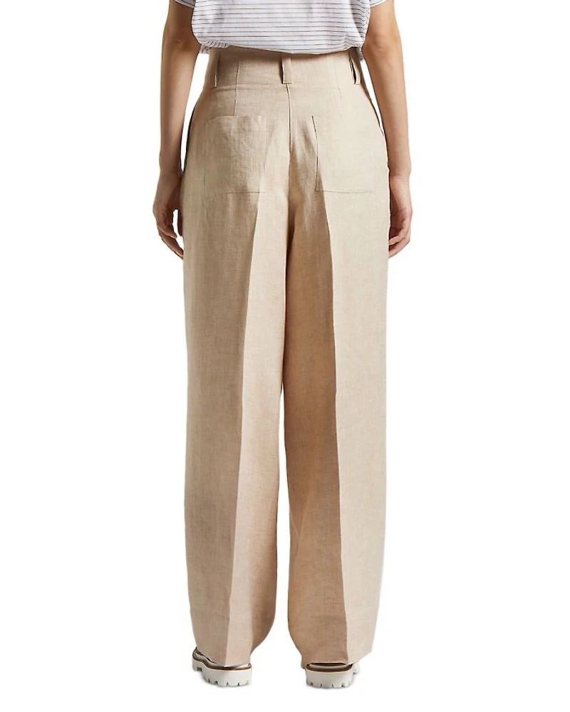 Pleated Straight Leg Trousers