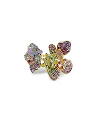 Idyllia Multicolor Crystal Flower Open Statement Ring