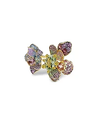 Swarovski Idyllia Multicolor Crystal Flower Open Statement Ring