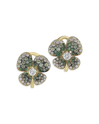 Miseno Jewelry 18K Yellow Gold Ischia Ombre Clover Tsavorite & Diamond Stud Earrings