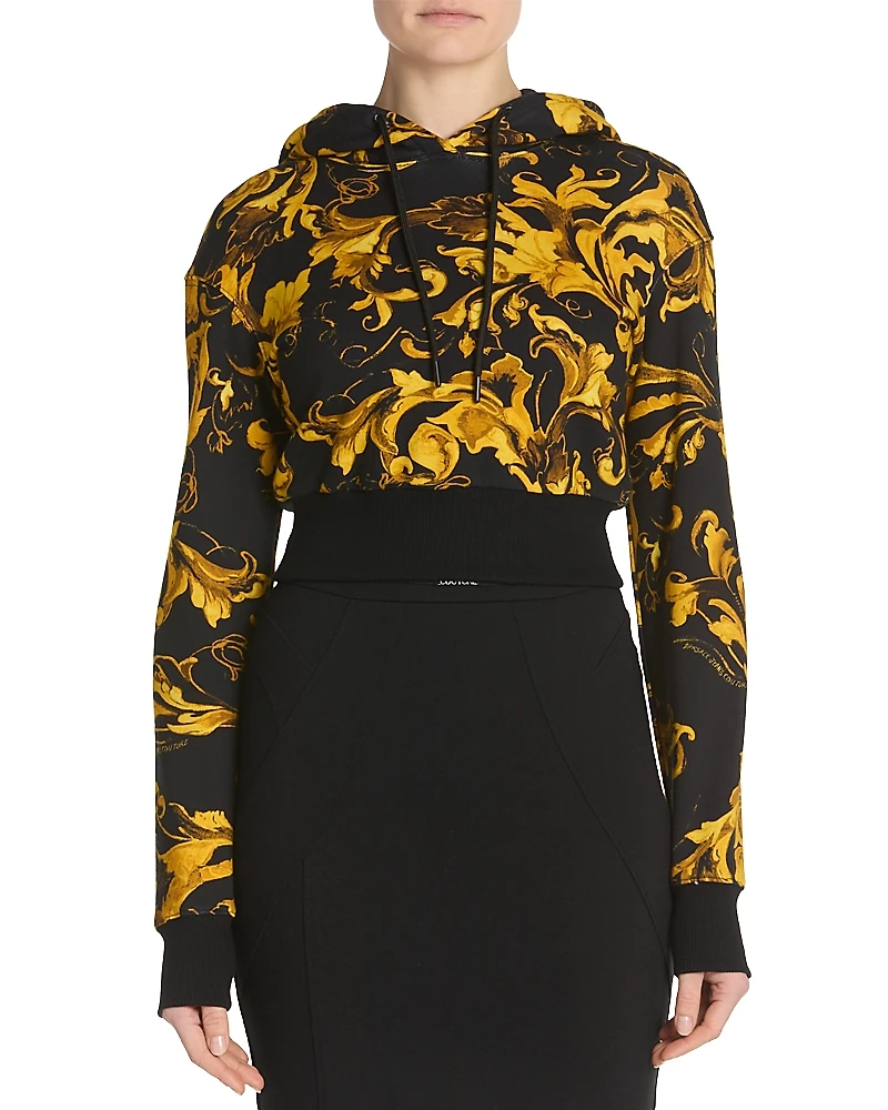 Versace Jeans Couture Acanthus Print Cropped Hoodie