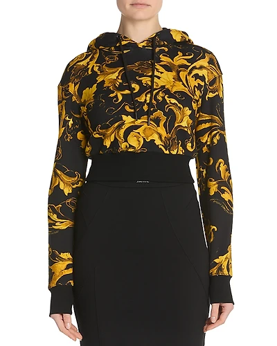 Versace Jeans Couture Acanthus Print Cropped Hoodie
