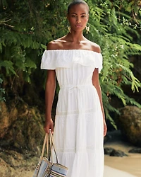 Cotton Off The Shoulder Tiered Dress