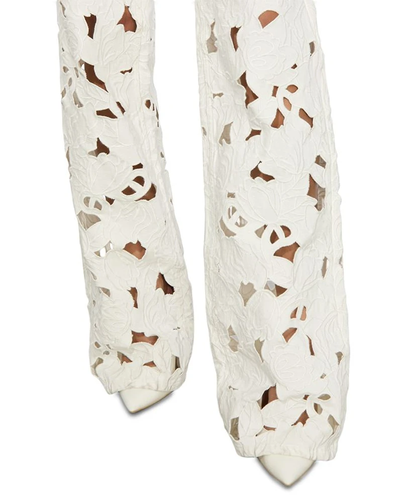 Weezy High Rise Embroidered Eyelet Pants