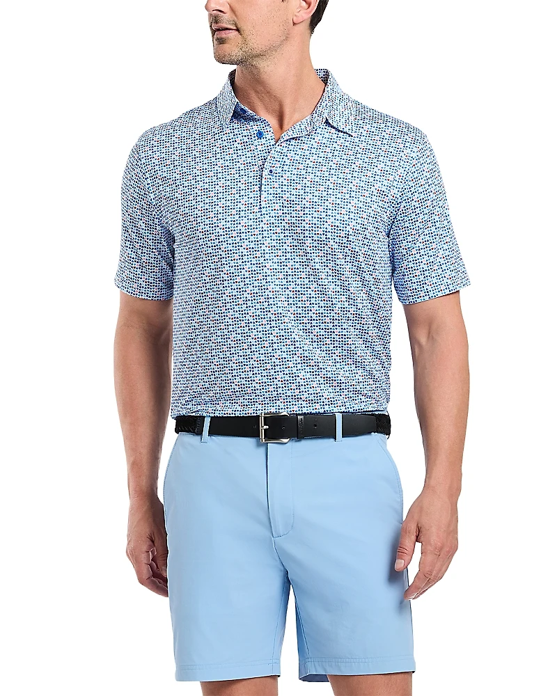 Robert Graham Galan Micro Geo Print Classic Fit Performance Polo Shirt