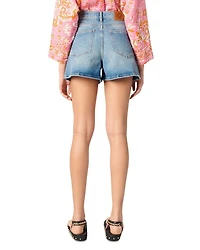 Denim Shorts with Braided Trim Blue