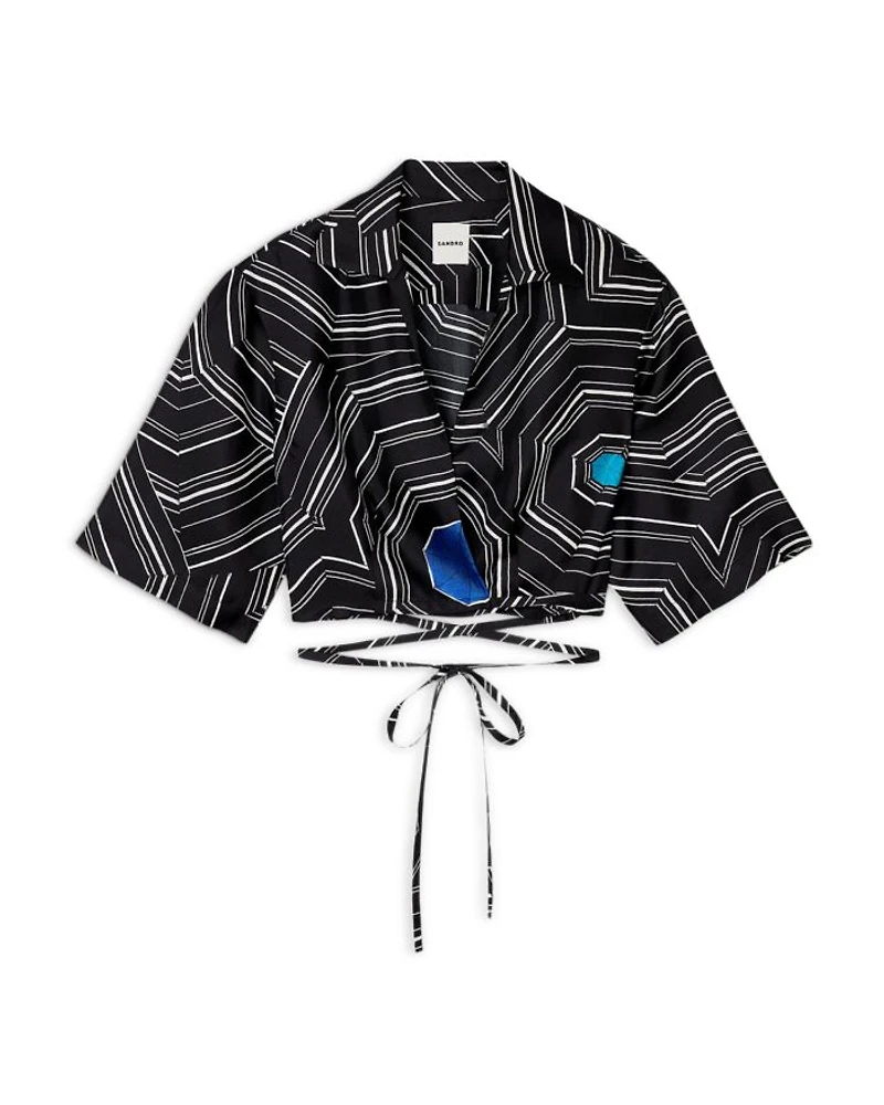 Spiral Motif Silk Shirt