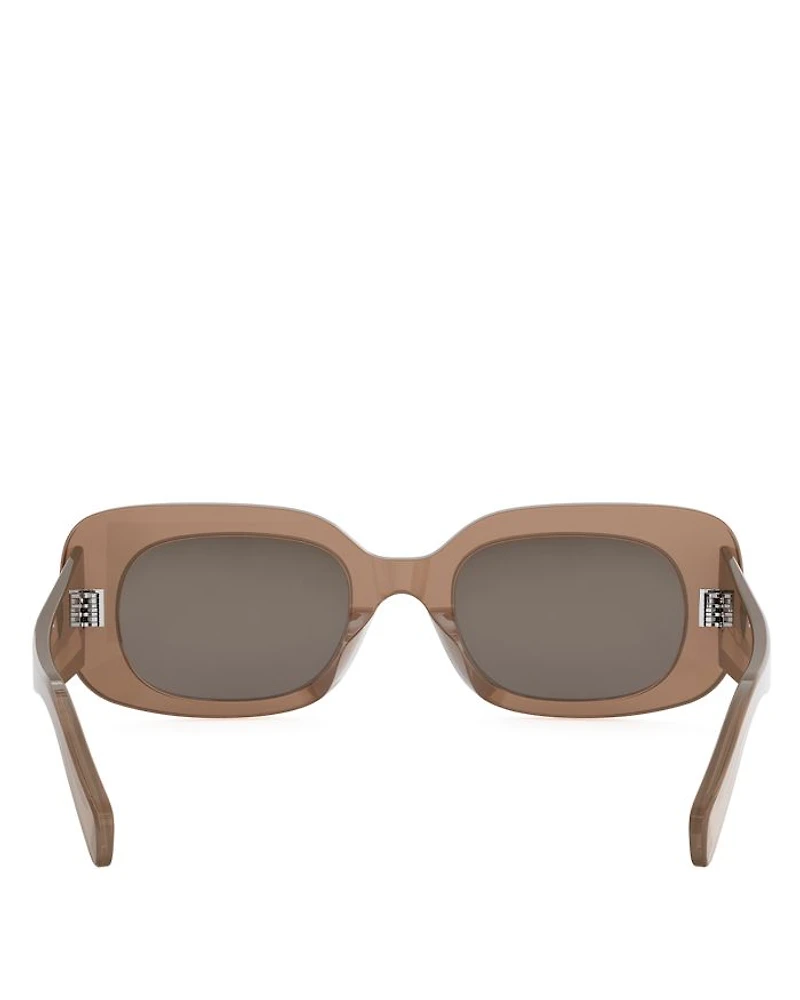 3 Dots Brown Rectangular Sunglasses, 51mm
