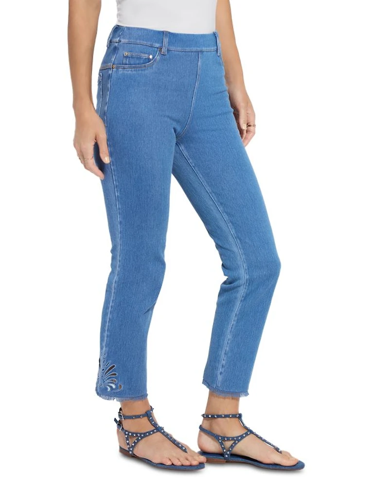 Yori Eyelet Straight Denim Leggings