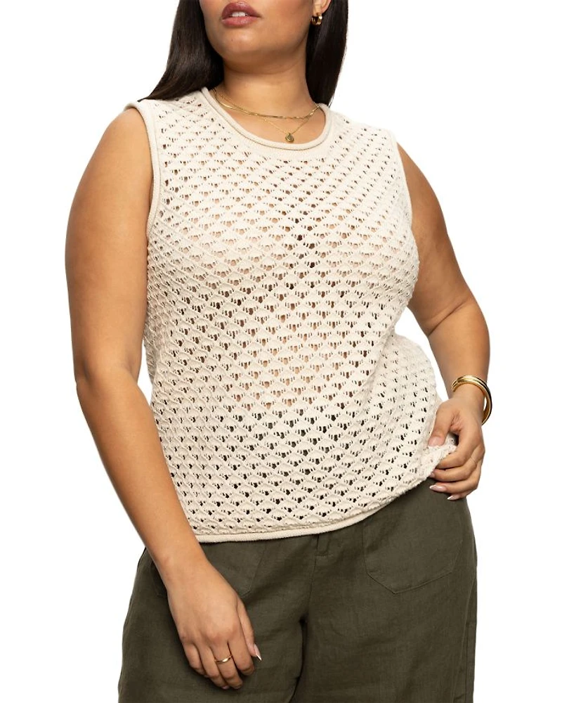 Open Stitch Shell Palm Sweater