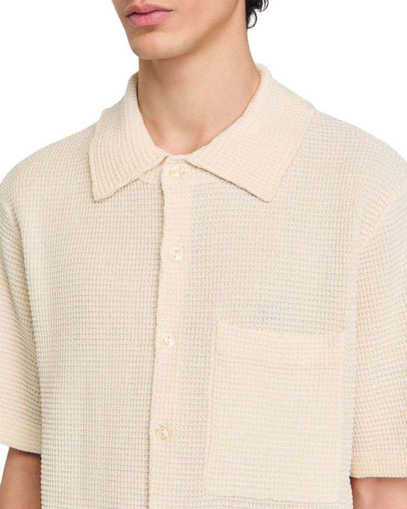 Waffled Oversized Fit Button Down Shirt
