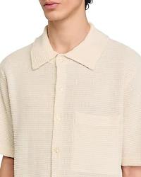 Waffled Oversized Fit Button Down Shirt