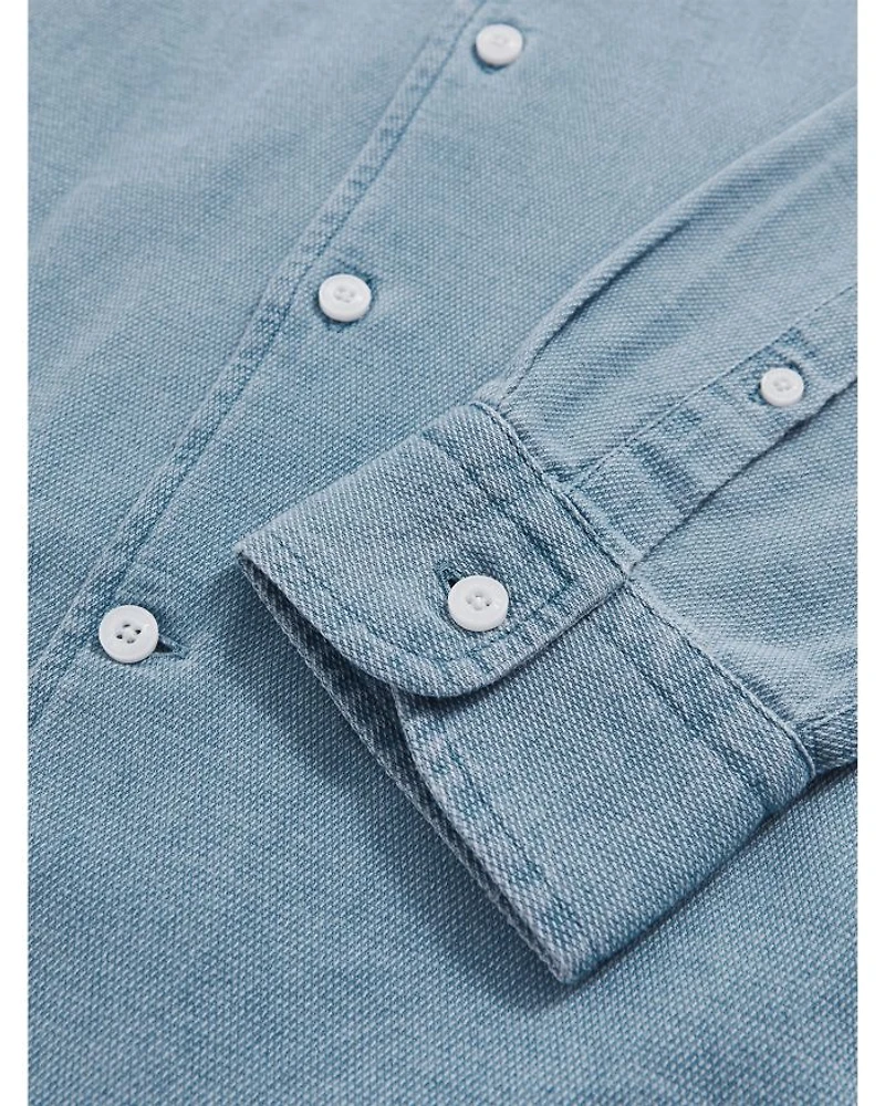 Minoa Chambray Piqué Jersey Button Down Shirt