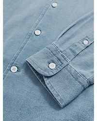 Minoa Chambray Piqué Jersey Button Down Shirt