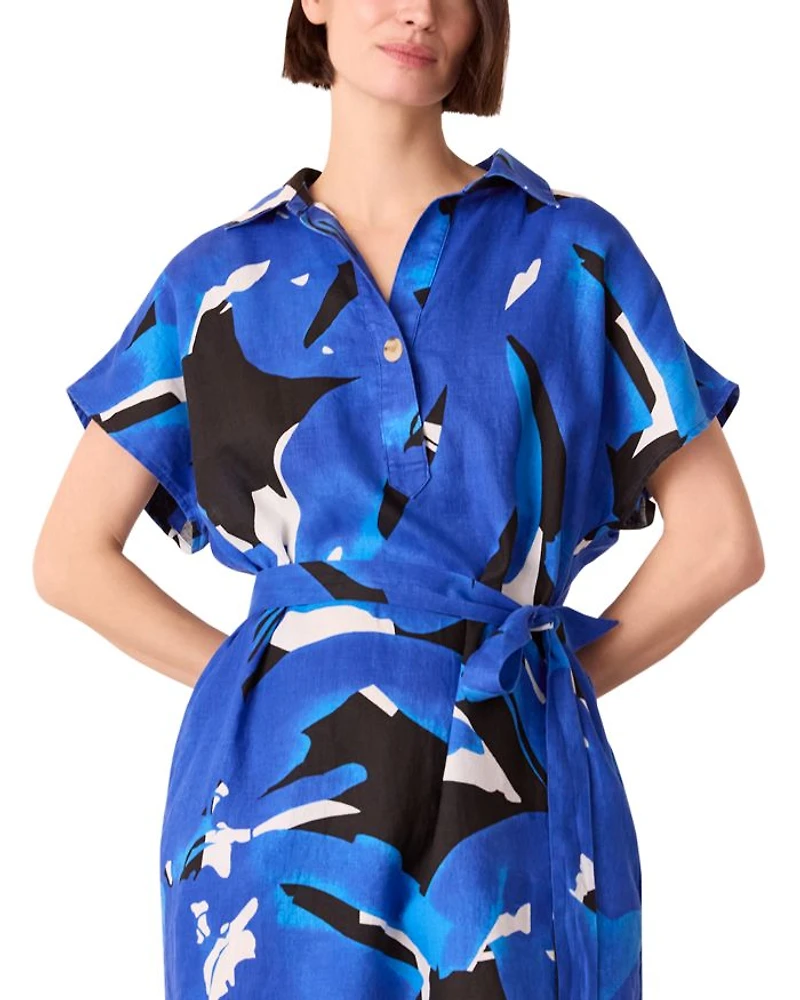 Abstract Blooms Linen Dress