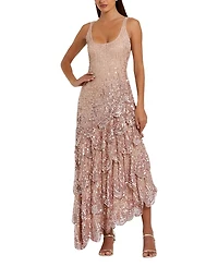 Mac Duggal Asymmetrical Scallop Hem Embellished Gown