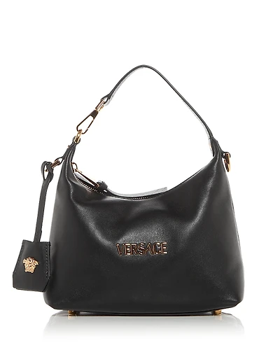 Versace Tag Leather Hobo Bag