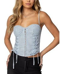 Edikted Lois Lace Up Pinstripe Corset