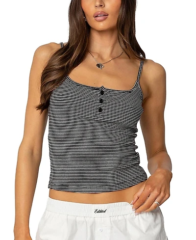 Edikted Striped Henley Tank Top