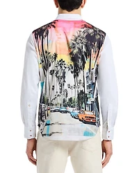 Back Print Long Sleeve Woven Shirt