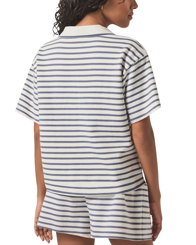 Cassie Terry Striped Polo Top