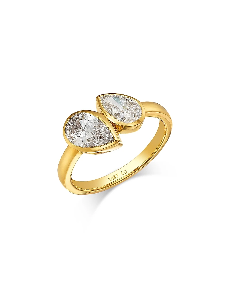 Moon & Meadow Pear Duo Bezel Set Lab Grown Diamond Ring