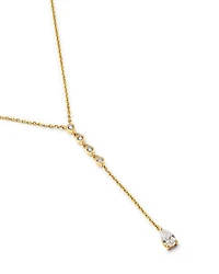 Moon & Meadow 14K Yellow Gold Lab Grown Diamond Round & Pear Cut Lariat Necklace, 16"