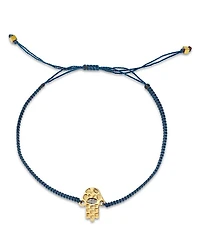 14K Yellow Gold Hilo Lab Grown Diamond Hamsa Hand String Slider Bracelet