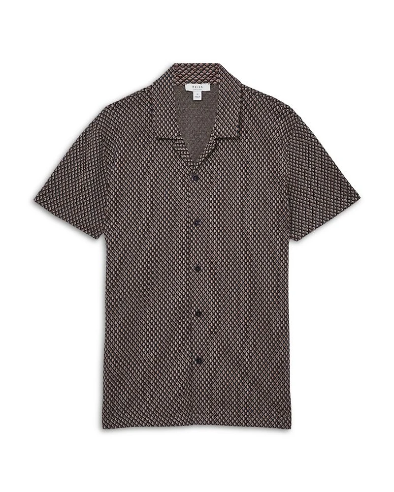 Drakes Short Sleeve Jacquard Cuban Shirt