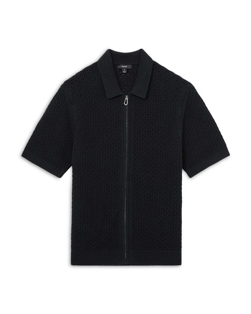 Comet Short Sleeved Zip Through Textured Shirt