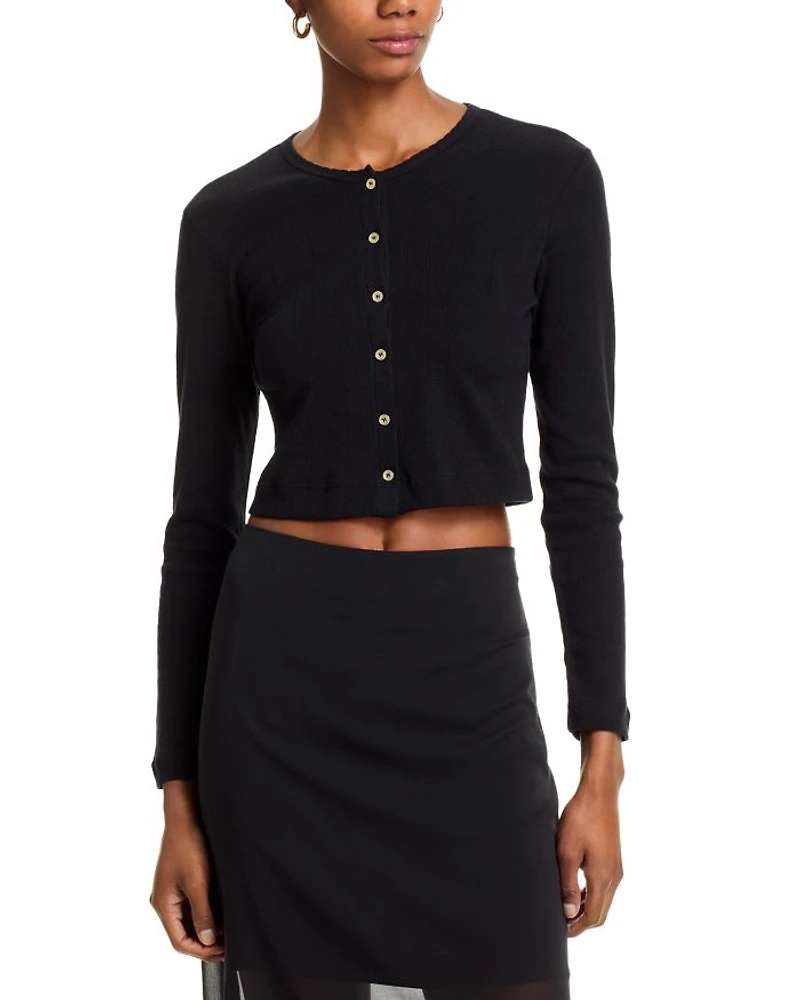 Pointelle Crop Cardigan