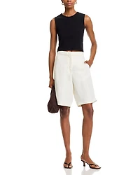 Pointelle Sleeveless Crewneck Top