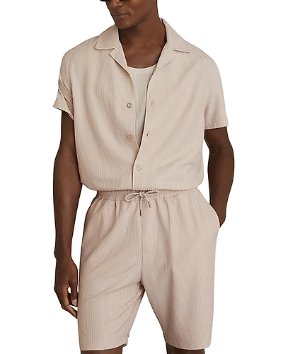 Reiss Warwick Short Sleeved Textured Cuban Regular Fit Button Down Shirt