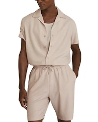 Reiss Warwick Short Sleeved Textured Cuban Regular Fit Button Down Shirt