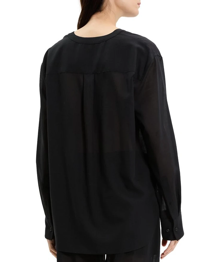 Oversized Collarless Shirt