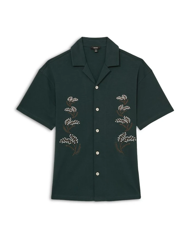 Goya Short Sleeve Floral Embroidered Cuban Shirt