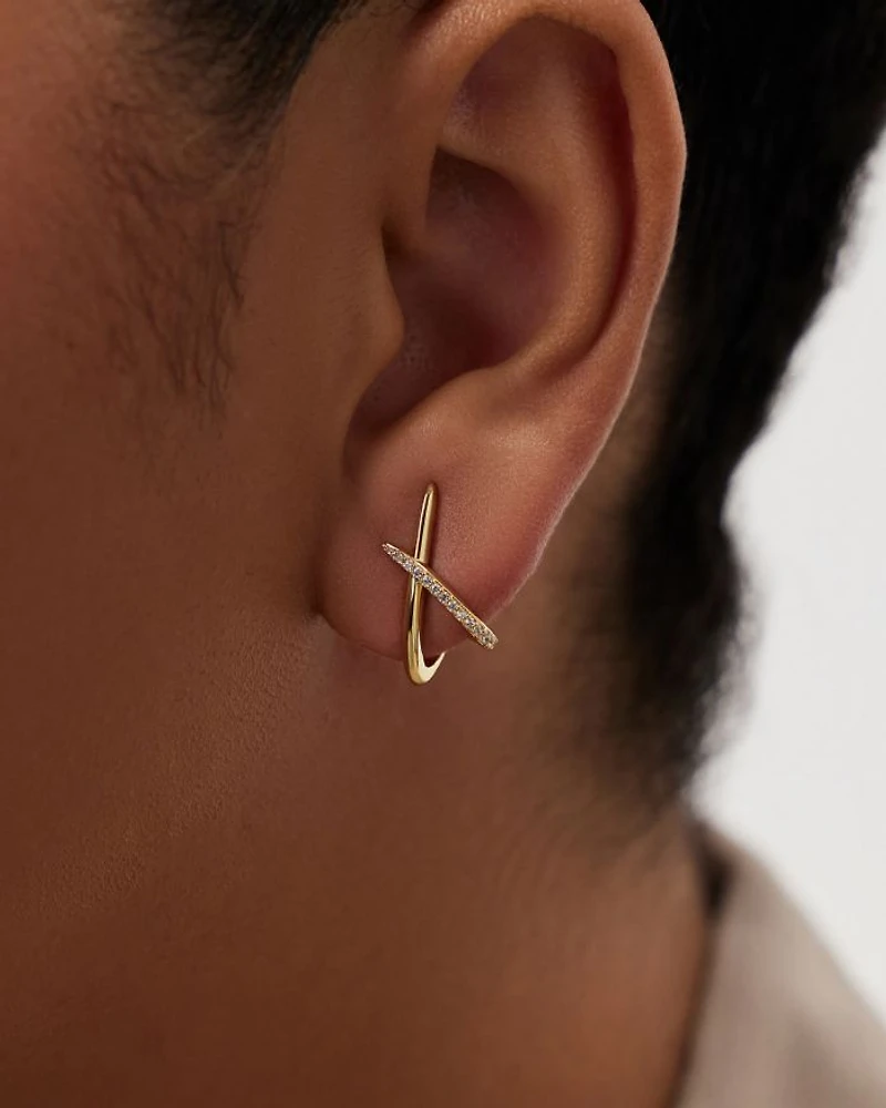 Gold Stud Earrings - Sloane Pave