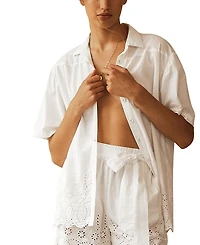 Aur OceA Cru Lace Cut-Out Short Sleeve Shirt