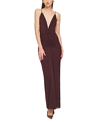 Ronny Kobo Anya Plunge Neck Ruched Maxi Dress