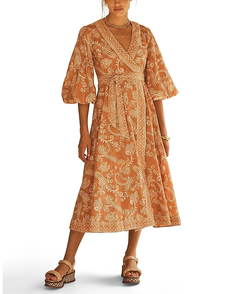 Aur OceA Buta Maxi Wrap Dress